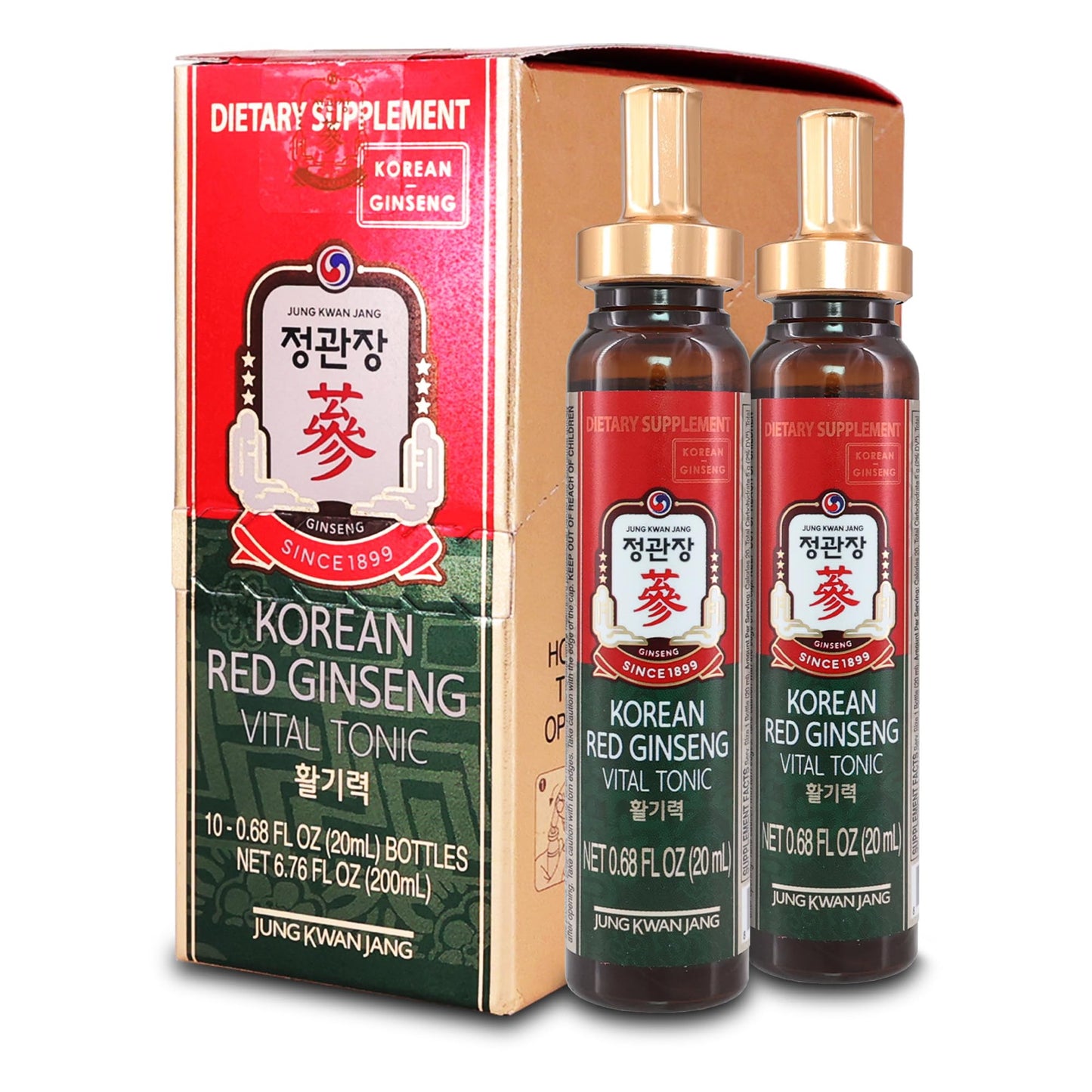JUNG KWAN JANG Vital Tonic – Korean Red Ginseng Energy Shot with Ginger (10 Count)