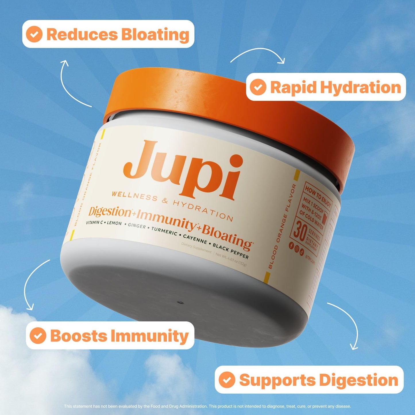 Jupi Hydration & Wellness Powder – Turmeric Ginger Shots, Vitamin C