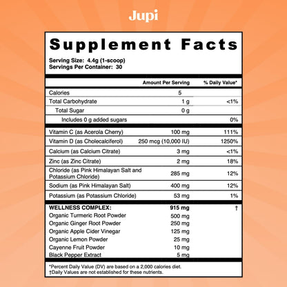 Jupi Hydration & Wellness Powder – Turmeric Ginger Shots, Vitamin C