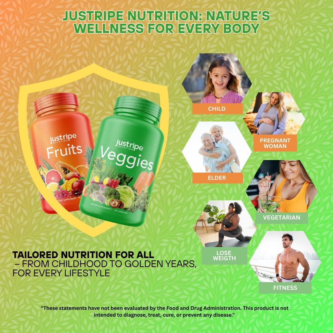 Just Ripe Nutrition Fruits & Veggies Supplement – 180 Whole Food Capsules