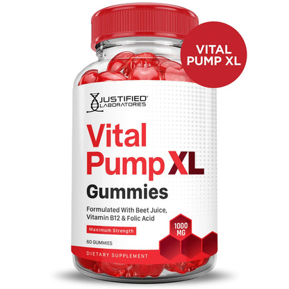Justified Laboratories Vital Pump XL Gummies (3 Pack) – 1000mg ACV Beet & Pomegranate | Vegan, Non-GMO