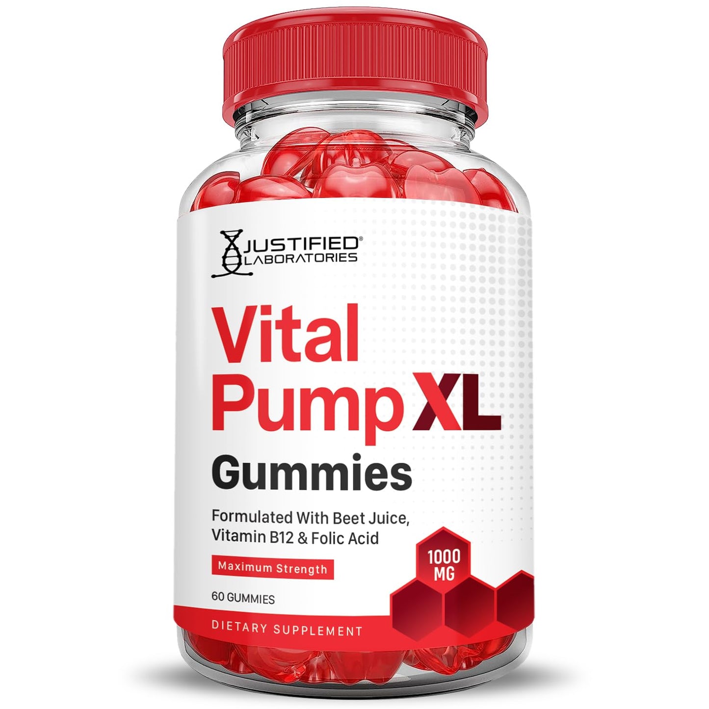 Justified Laboratories Vital Pump XL Gummies (3 Pack) – 1000mg ACV Beet & Pomegranate | Vegan, Non-GMO