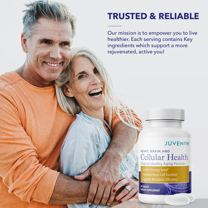 Juvenon Cellular Health – Brain & Heart Supplement with Acetyl L-Carnitine & Biotin (60 Tablets)
