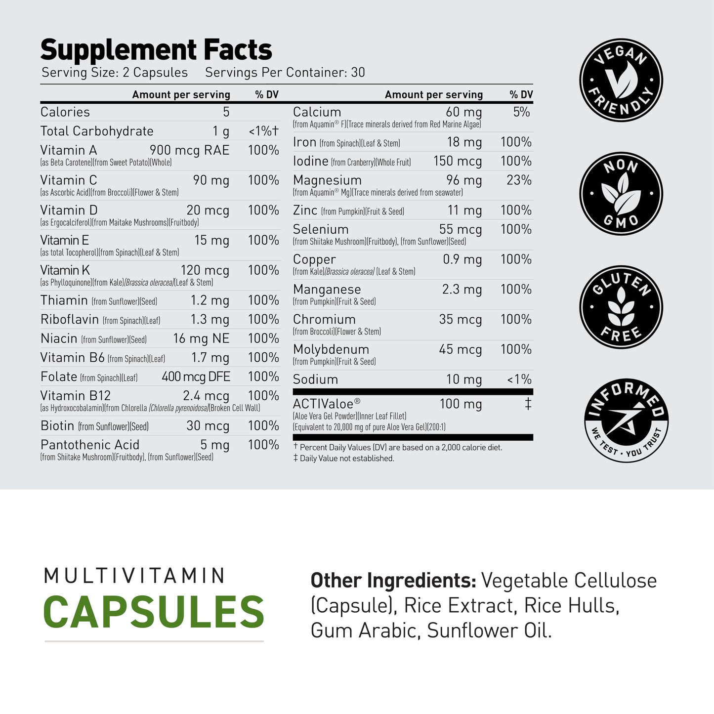 Kaged Multivitamin Capsules – Plant-Based, Organic Fruits & Veggies | 30 Servings