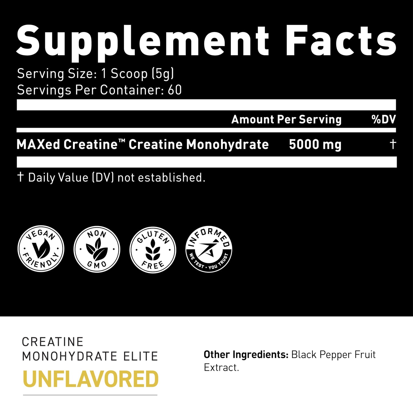 Kaged Creatine Monohydrate Elite Powder - Unflavored | MAXCatalyst for Absorption | 60 Servings