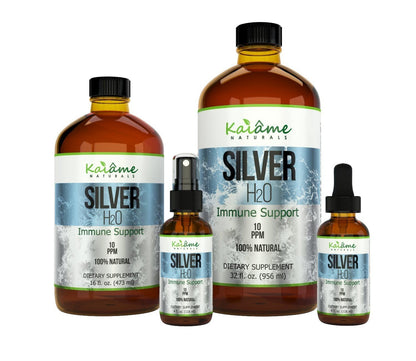 Kaiame Naturals Colloidal Silver 10 PPM - 16 oz Glass Bottle | Pure Silver Hydrosol