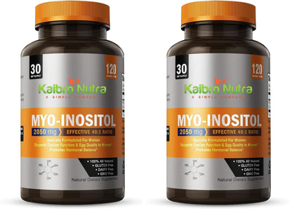 Kaibro Nutra Myo-Inositol 40:1 – Hormone Balance & Ovarian Support (120 Caps x 2, Vegan, Non-GMO)