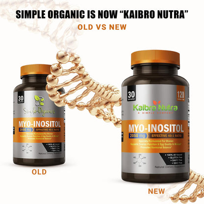 Kaibro Nutra Myo-Inositol 40:1 – Hormone Balance & Ovarian Support (120 Caps x 2, Vegan, Non-GMO)