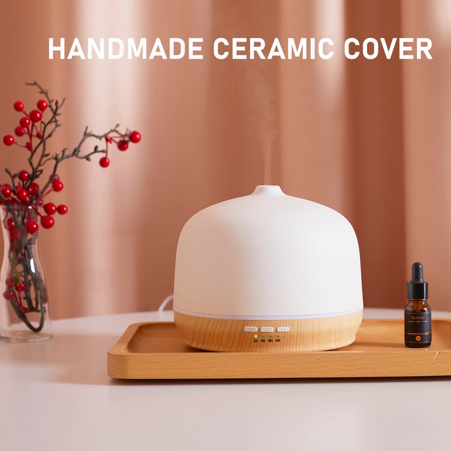 Kakoda Ceramic Essential Oil Diffuser – 500ml, Timed, Ultrasonic (Large Room)