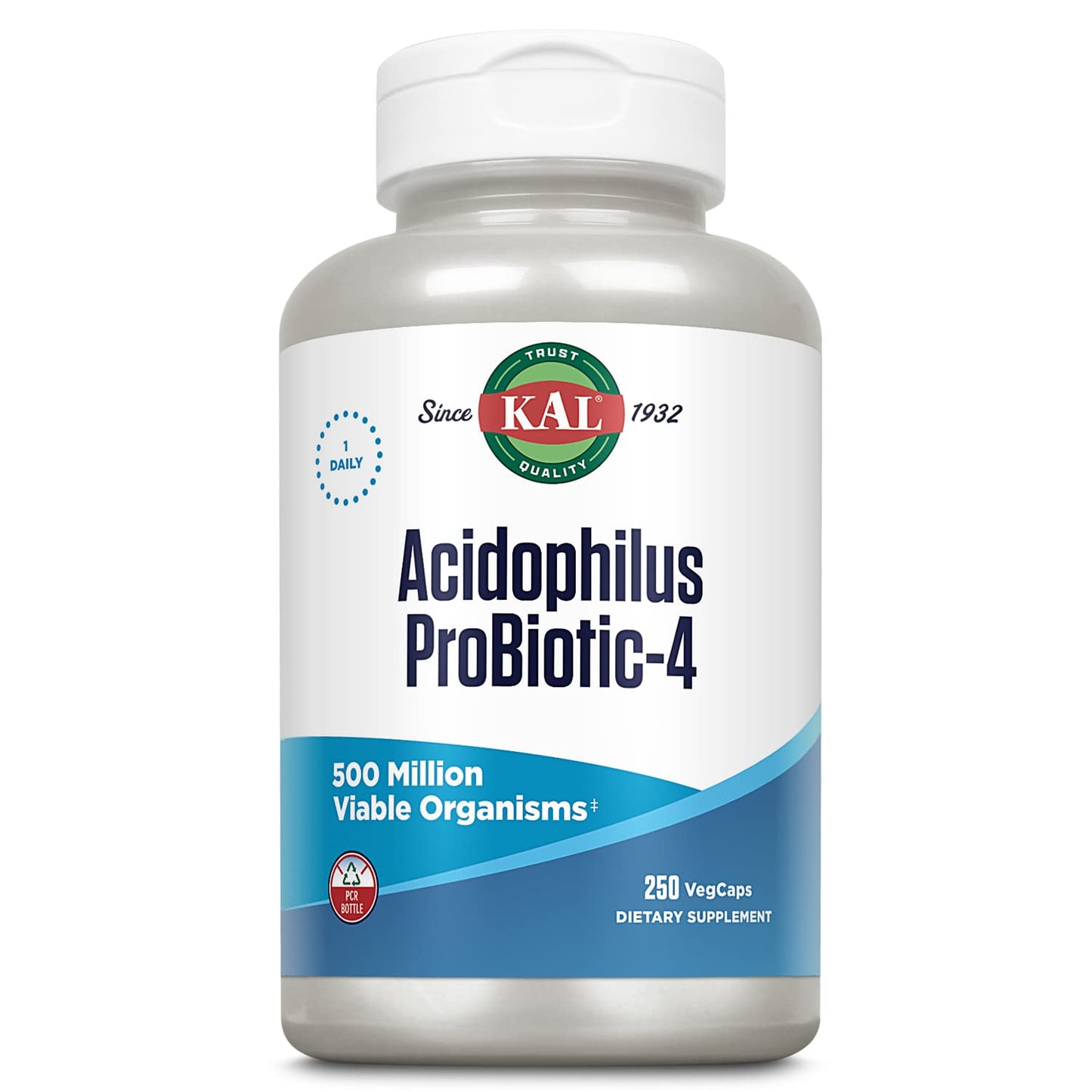 KAL Acidophilus ProBiotic-4 — 500 Million CFUs, Four Strains, 250 VegCaps
