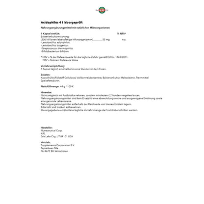 KAL Acidophilus ProBiotic-4 - 500M CFU, 4 Probiotic Strains | 100 Servings