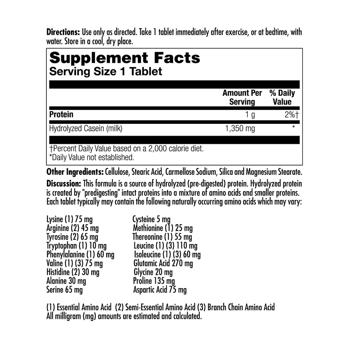 KAL Amino Acid Complex Tablets 1000 mg – 100 Count | Essential Amino Acids & BCAAs