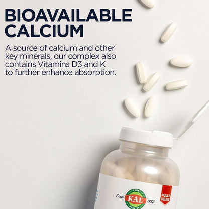 KAL Bone Meal Tablets – Calcium, Magnesium, Vitamin D3 & K | Bone Health Support
