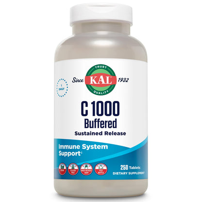 KAL C-1000 Buffered Sustained Release Vitamin C Tablets - 1000 mg, 250 Count