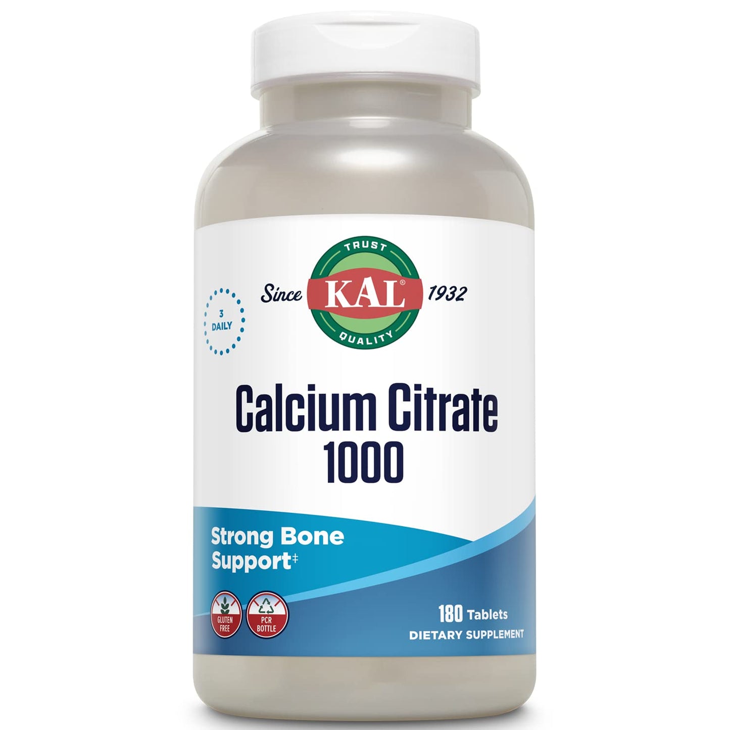 KAL Calcium Citrate 1000mg | 60 Servings | Gluten Free & Lab Verified