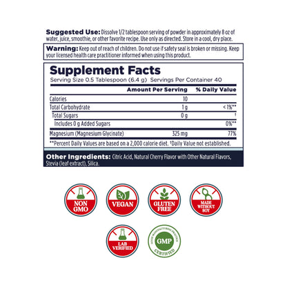 KAL Calming Magnesium Powder - Cherry Flavor, High Absorption