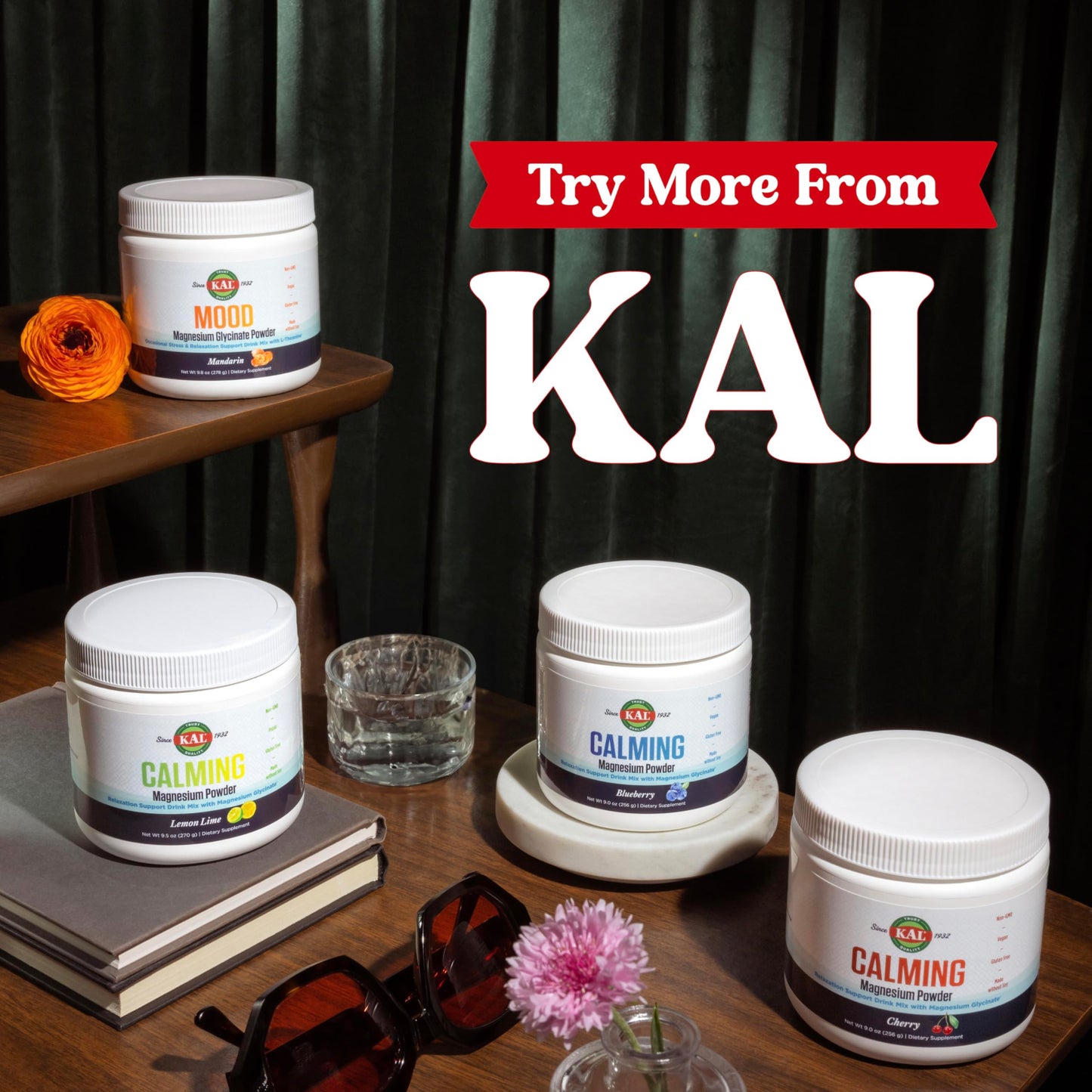 KAL Calming Magnesium Powder - Lemon Lime | High Absorption Magnesium Glycinate, 40 Servings