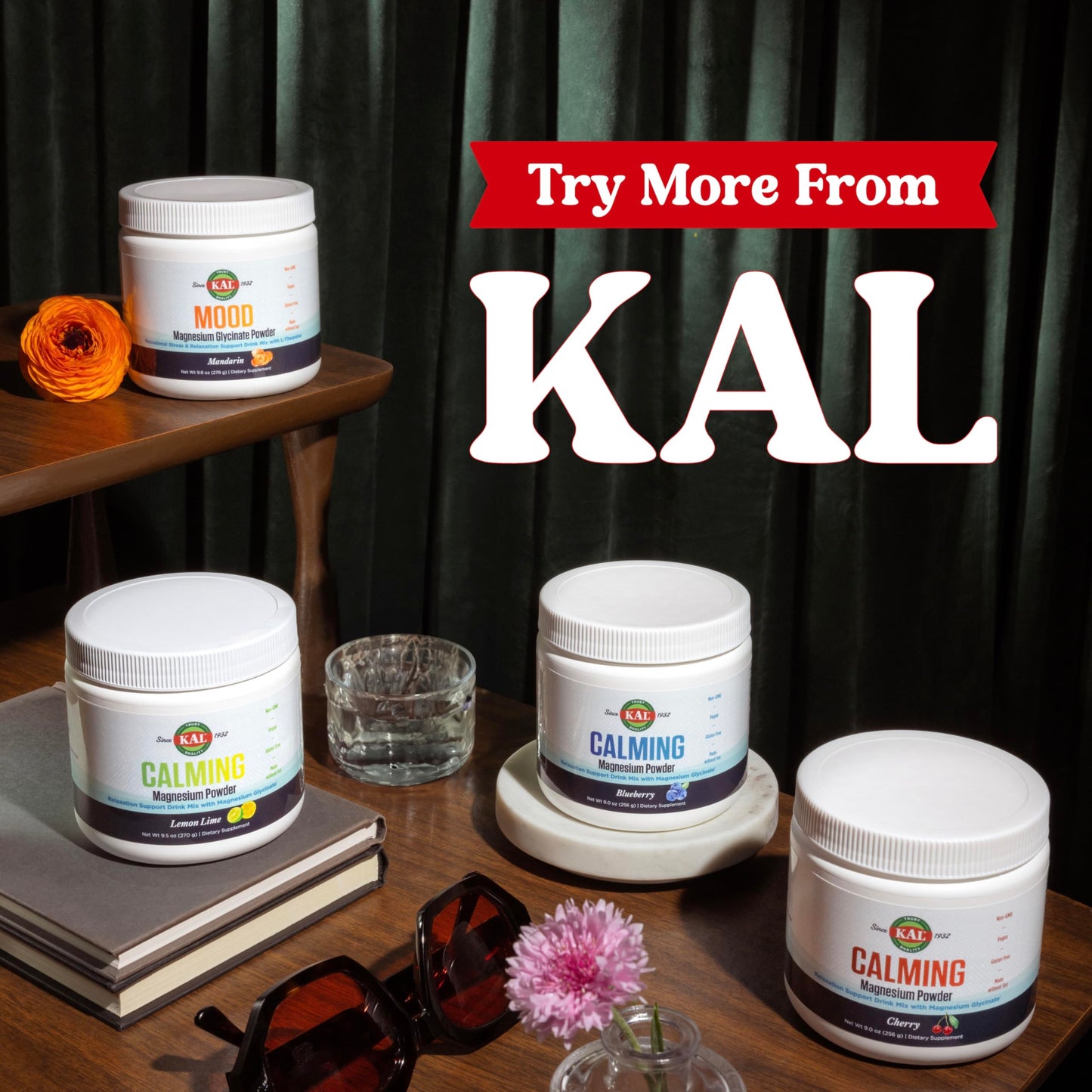 KAL Calming Magnesium Powder – Blueberry Flavor, High Absorption, Vegan, Gluten Free