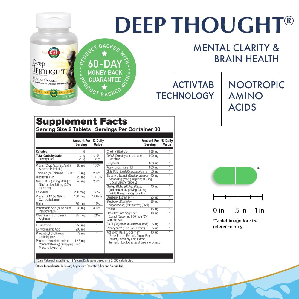 KAL Deep Thought Tablets, 60 Count | Brain Support Supplement