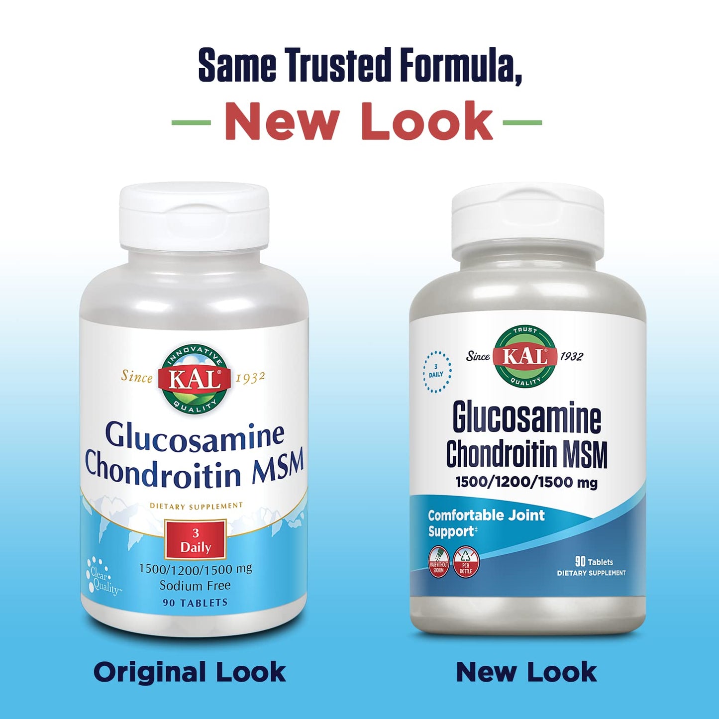 KAL Glucosamine Chondroitin MSM - Joint Support (1500/1200/1500 mg) - 60-Day Guarantee