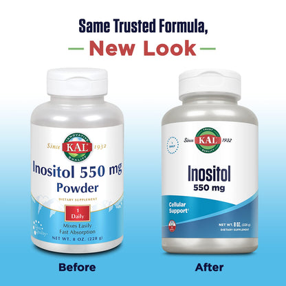 KAL Inositol Powder 550mg – Brain Health, Mood Support & Cellular Health – Approx. 408 Servings, 8oz