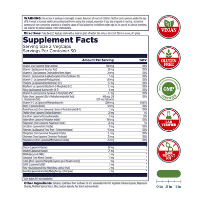 KAL Liposomal Multivitamin – High Potency Liposomal Vitamin C, D-3 & B Complex | 60 VegCaps