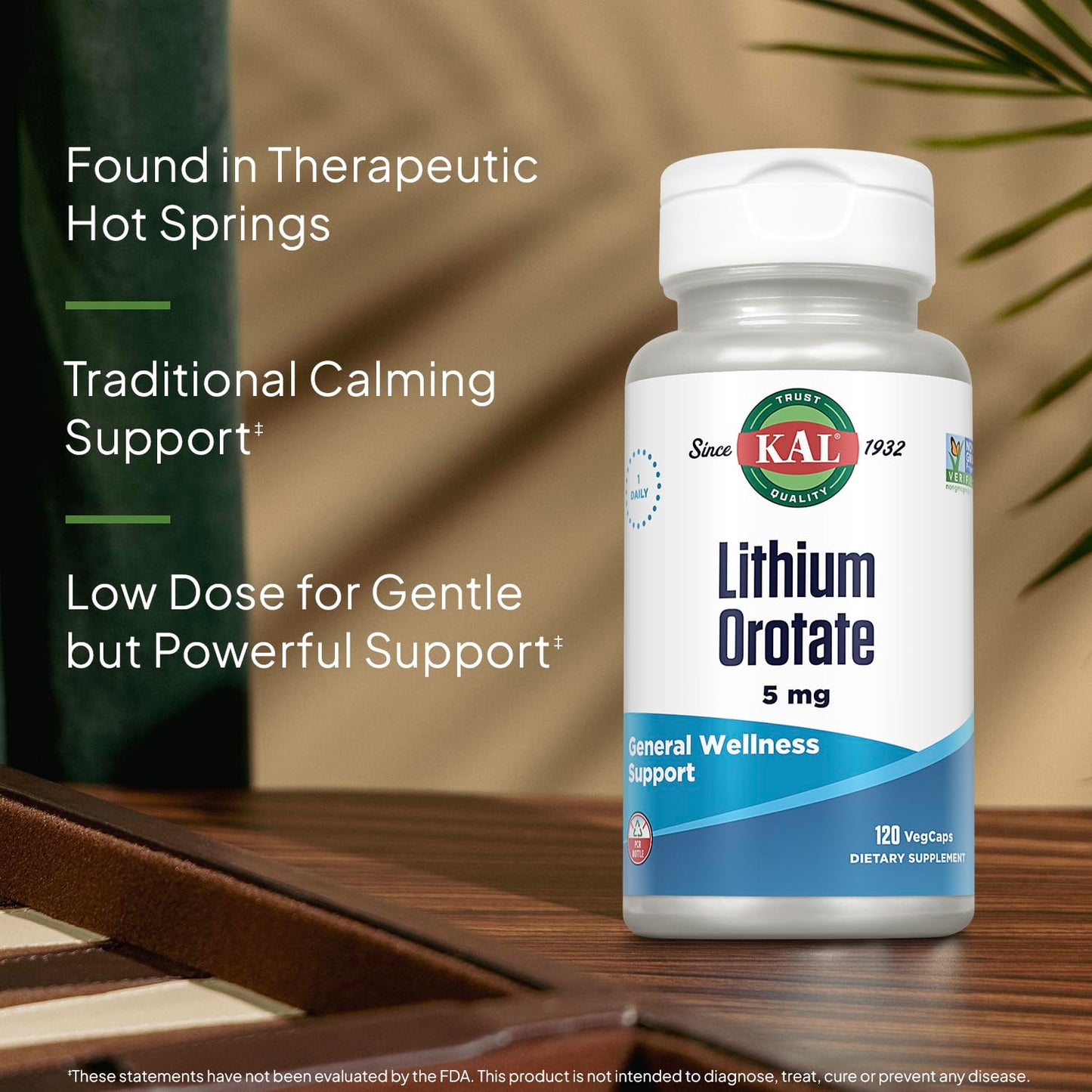 KAL Lithium Orotate 5 mg – 120 VegCaps (Pack of 2) | Mood Support