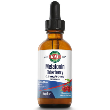 KAL 0.3 mg Melatonin Cherry Elderberry DropIns – 2 Fluid Ounce