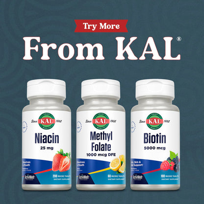 KAL Methyl Folate 1000 mcg (5-MTHF) – ActivMelt Lemon | Heart Health, Prenatal & Mood & Brain Support