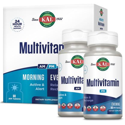 KAL Multivitamin AM/PM 2-in-1 – Immune & Cellular Support, Gluten Free | 120 Tablets