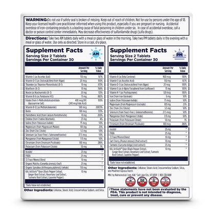 KAL Multivitamin AM/PM 2-in-1 – Immune & Cellular Support, Gluten Free | 120 Tablets