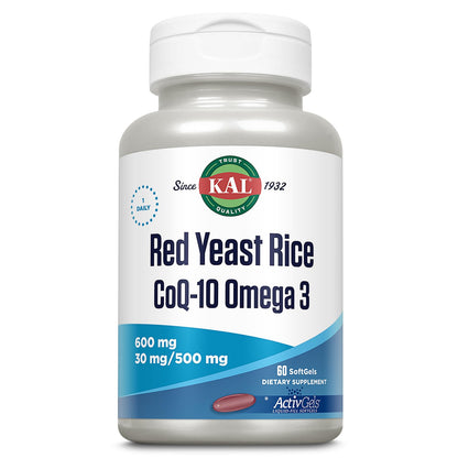 KAL Red Yeast Rice COQ10 Omega 3, 60 Count – Soft Gels