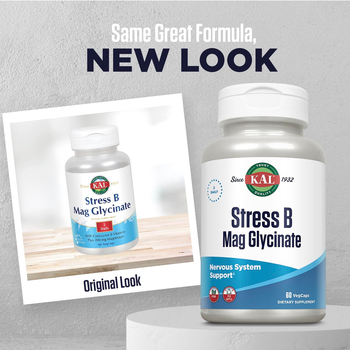 KAL Stress B Mag Glycinate - B-Complex with Magnesium Glycinate, 60 VegCaps