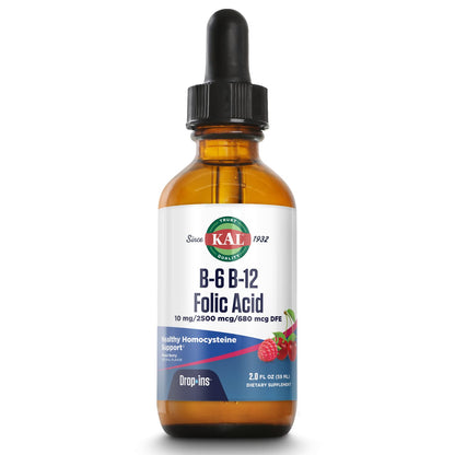 KAL Vitamin B-6 B-12 Folic DropIns – Berry Liquid B-Complex, 59 Servings, 2 oz