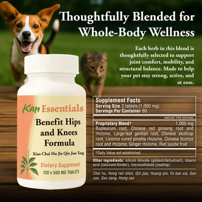 Kan Herbs Essentials - Benefit Hips and Knees for Pets - 120 Tabs