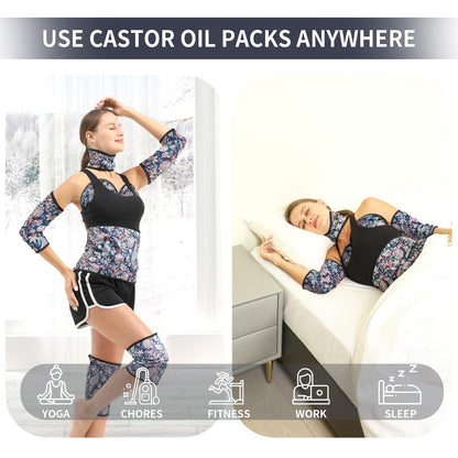 KANAV 8-Piece Castor Oil Pack Wrap Set – 100% Organic Cotton, Reusable