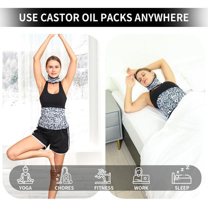 KANAV 2 Pack Castor Oil Pack Wraps for Waist & Neck | Reusable Organic Cotton Flannel (Oil Not Included)