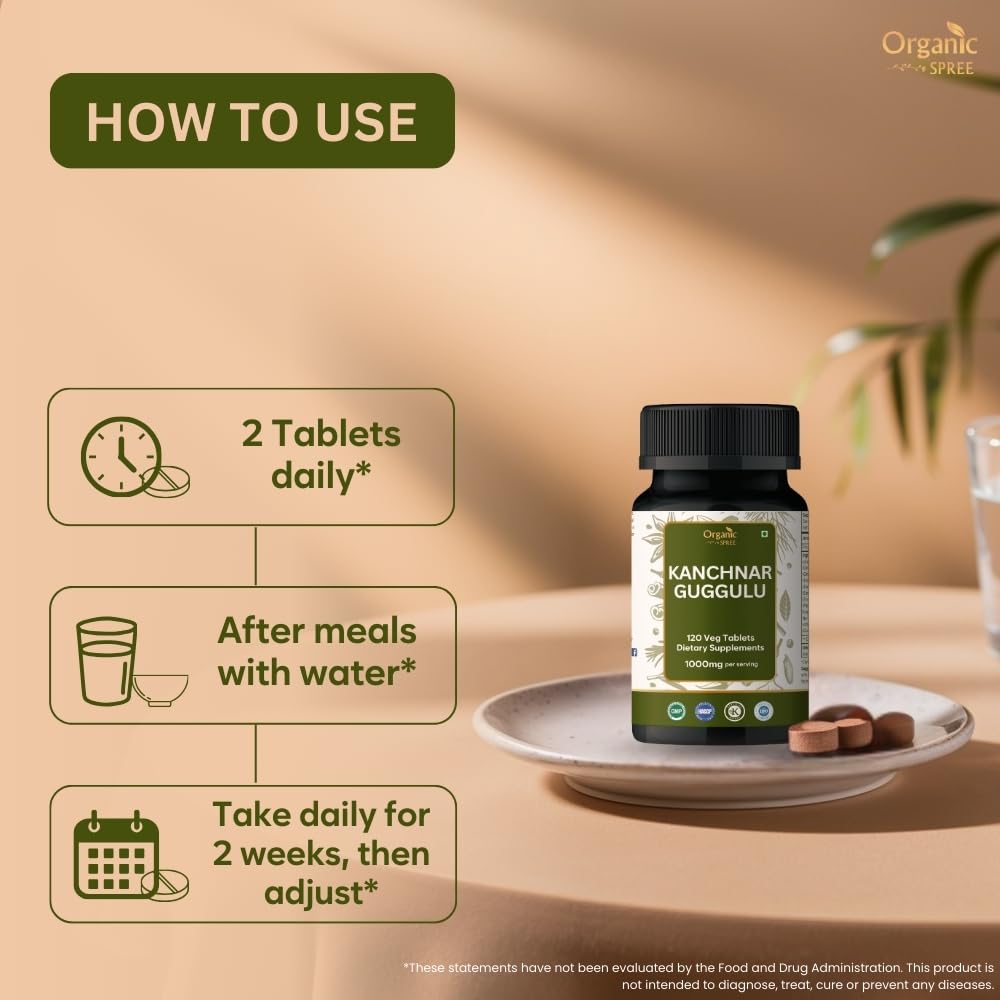 ORGANIC SPREE Kanchnar Guggulu 120 Tablets – Detox & Lymphatic Health | Ayurvedic, Vegetarian, Certified