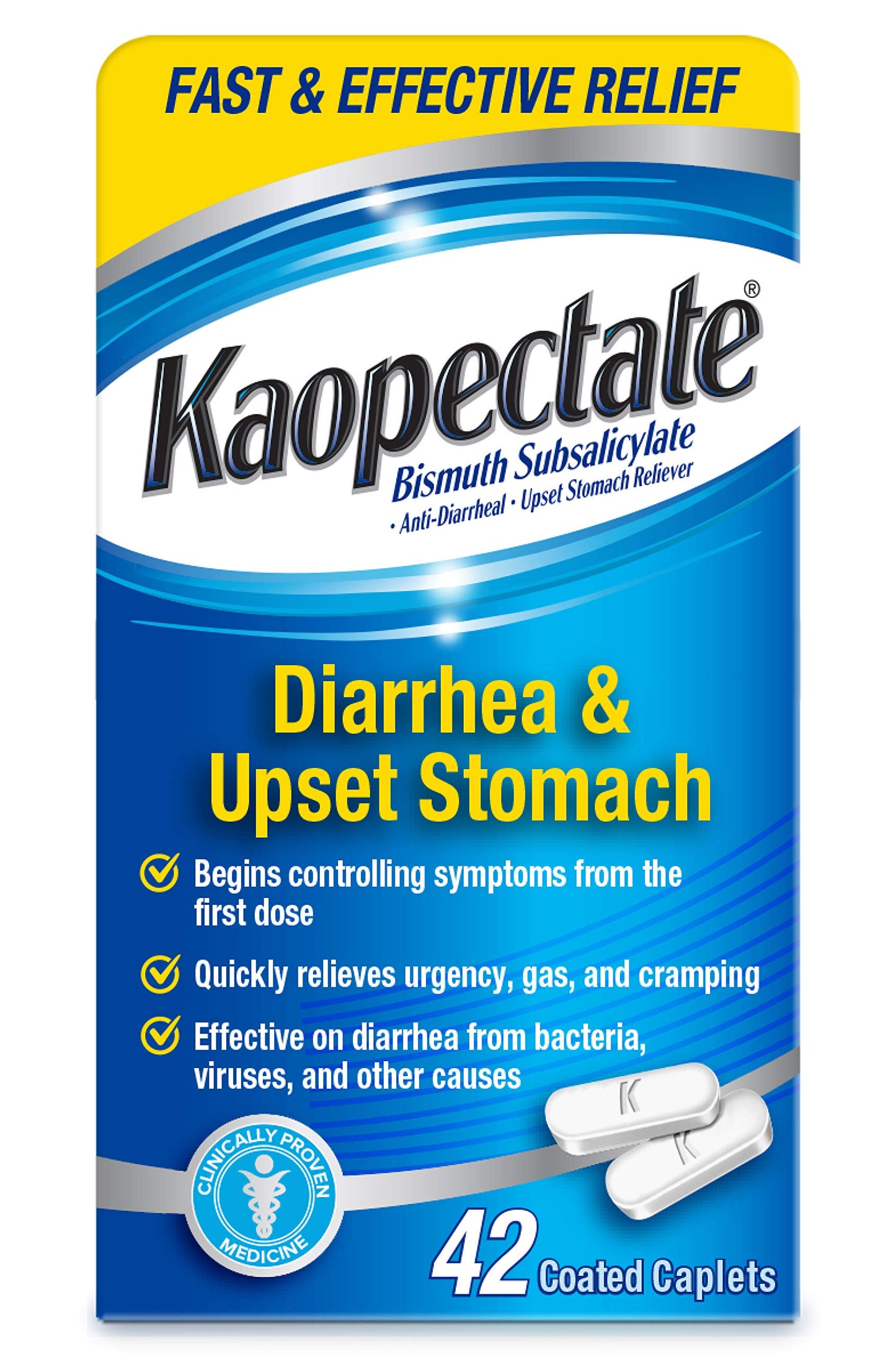 Kaopectate Multi-Symptom Anti-Diarrheal & Upset Stomach Reliever - 42 Caplets