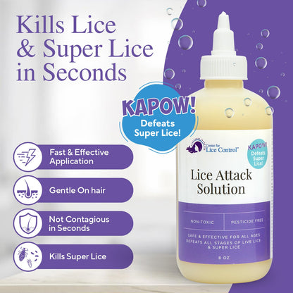 Kapow 8oz Head Lice Shampoo – Non-Toxic, Pesticide-Free Treatment for Lice & Eggs | Safe for Sensitive Scalps & Family Use