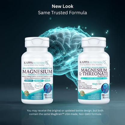 Kappa Nutrition Magbrain Magnesium L-Threonate – 420 mg Elemental Magnesium, 150 Vegan Capsules
