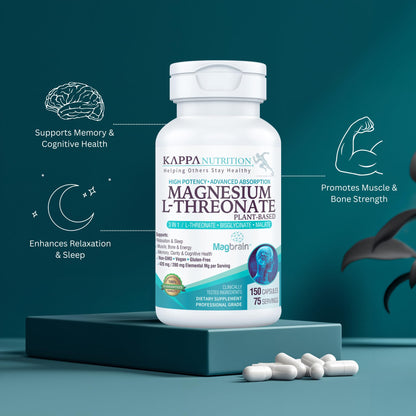 Kappa Nutrition Magbrain Magnesium L-Threonate – 420 mg Elemental Magnesium, 150 Vegan Capsules