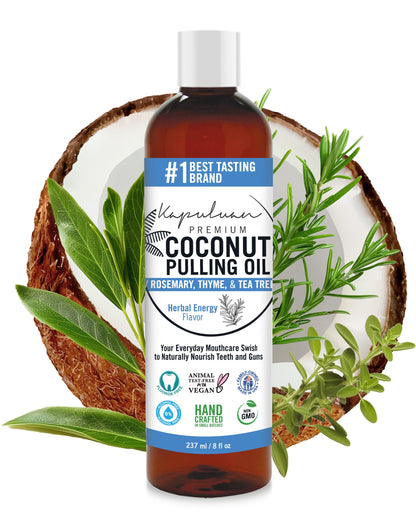 Kapuluan Coconut Oil Pulling for Teeth & Gums – Pure Ayurvedic Mouthwash with Rosemary, Thyme & Tea Tree