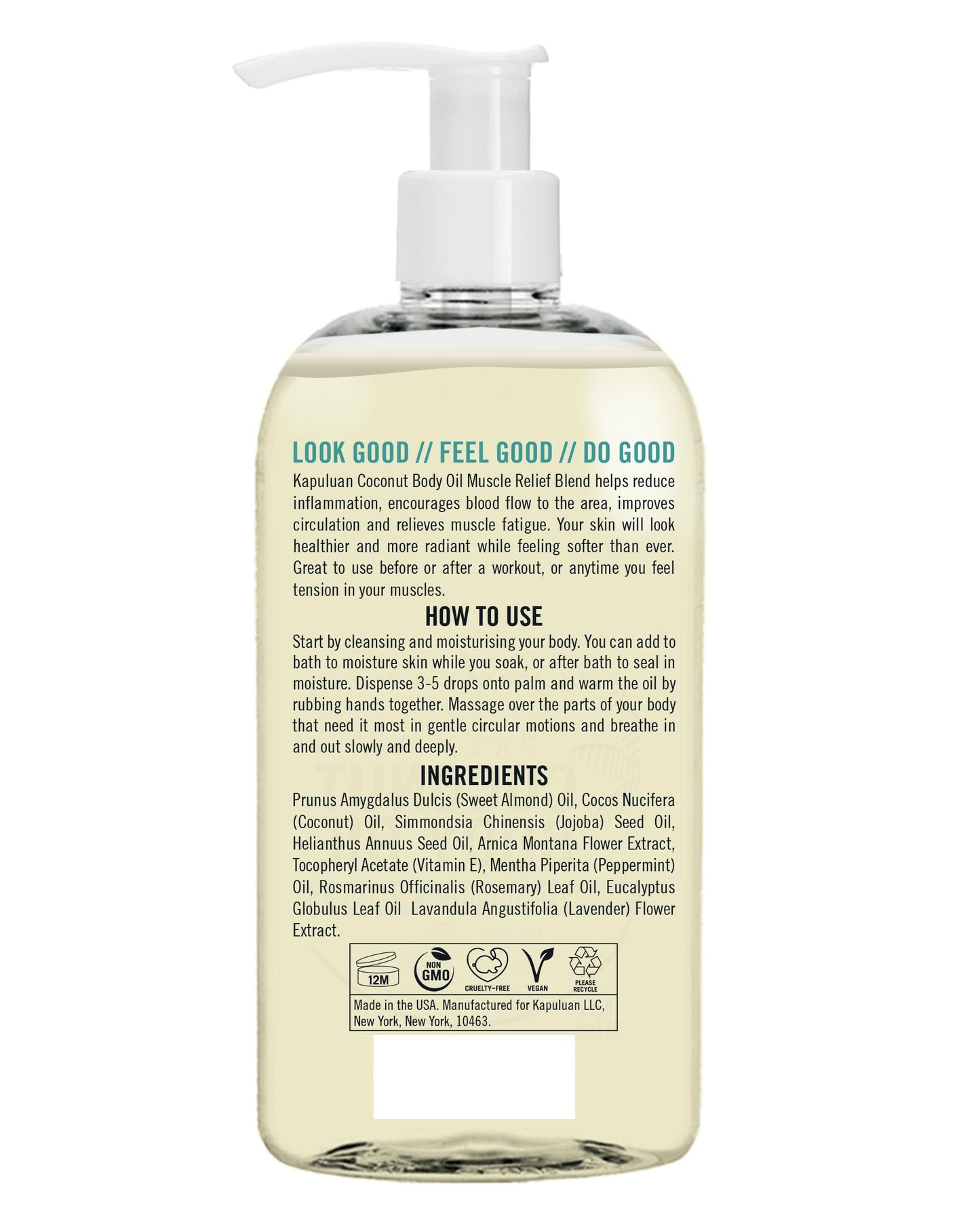 Kapuluan Massage Body Oil – Muscle Relief Blend with Arnica, Peppermint & Rosemary (8oz)
