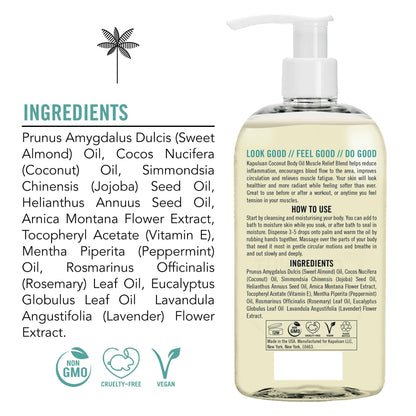 Kapuluan Massage Body Oil – Muscle Relief Blend with Arnica, Peppermint & Rosemary (8oz)