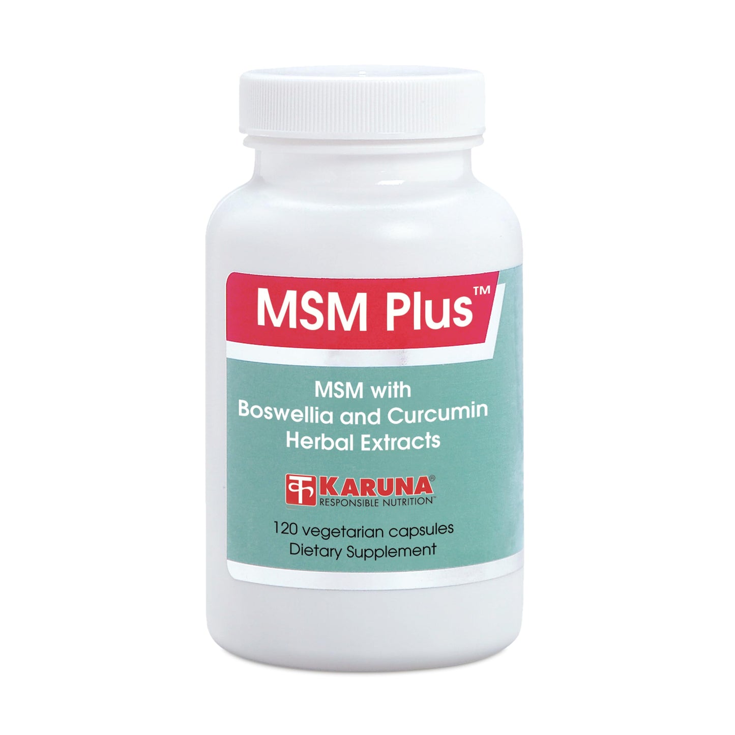 Karuna MSM Plus | 120 Vegetarian Capsules | MSM 1125mg, Boswellia 350mg, Curcumin 200mg
