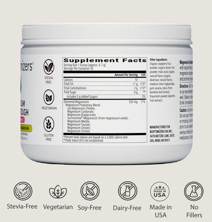 BIOptimizers Magnesium Breakthrough Drink – 8 Magnesium Forms, Electrolytes & Sleep | Raspberry Lemon