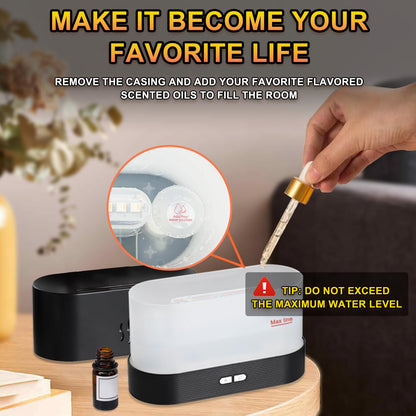 kathluce Flame Humidifier with 7 Colors — Noise-Free Essential Oil Diffuser (Deepblack)