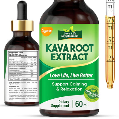 Kava Kava Root Extract Drops for Sleep – High Concentration, Vegan & Non-GMO | 2 fl oz
