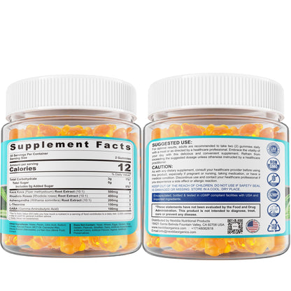 Kava Kava Gummies – Sugar-Free Calm Gummies with Rhodiola, Ashwagandha, L-Theanine, GABA | Vegan 60 Count